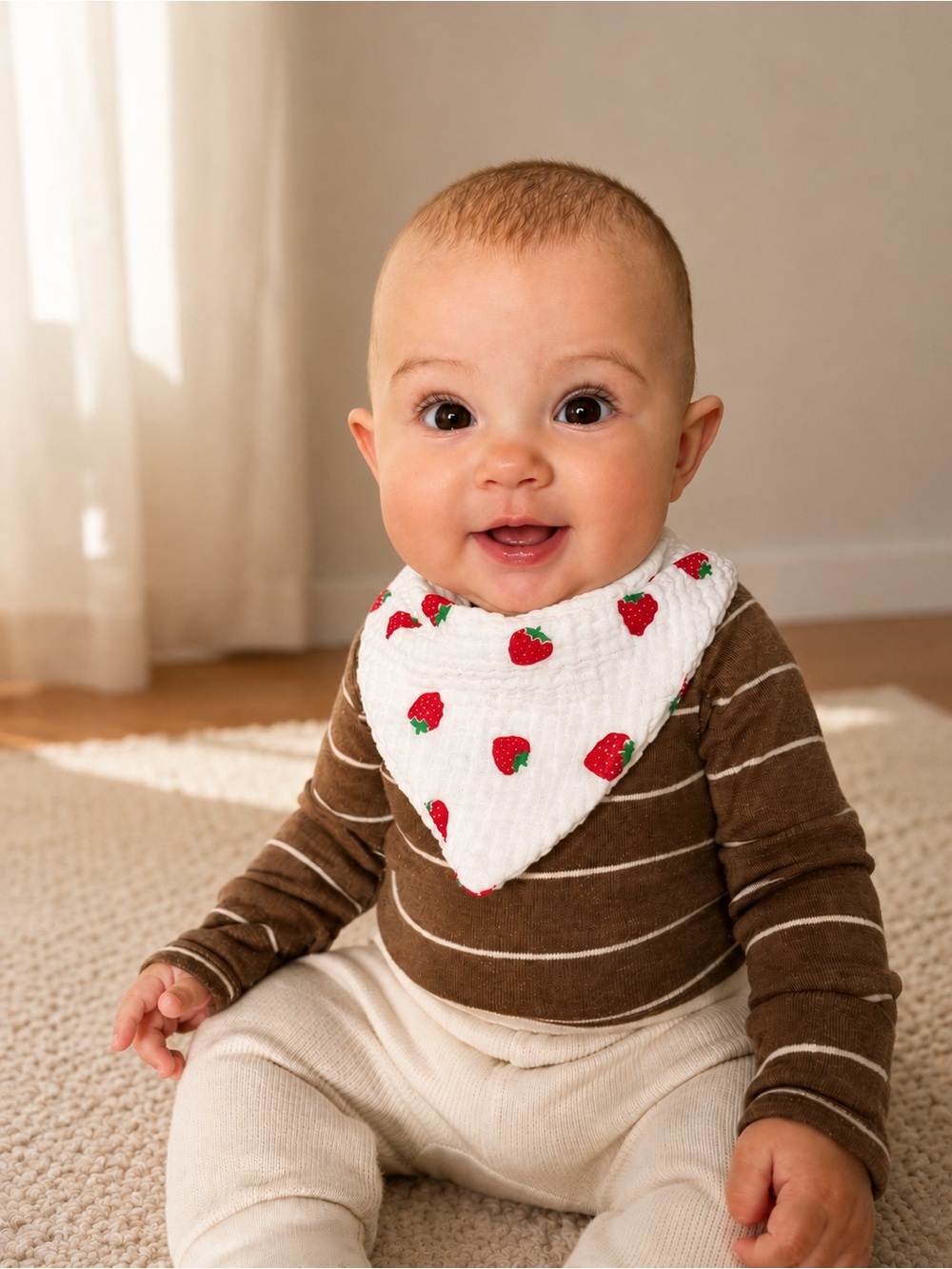 Handmade Muslin Triangular Baby Drooling Bandanas Bibs Strawberry Baby Girl 0-4M